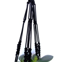 Black Mini Macrame Plant Hanger 20 Inches 3mm Hanging Planter Indoor Or Outdoor Decor Wall Hanging Planter Pattern Flower Pot Gift Idea - thumbnail 3