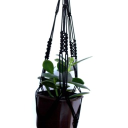 Black Mini Macrame Plant Hanger 20 Inches 3mm Hanging Planter Indoor Or Outdoor Decor Wall Hanging Planter Pattern Flower Pot Gift Idea - thumbnail 2