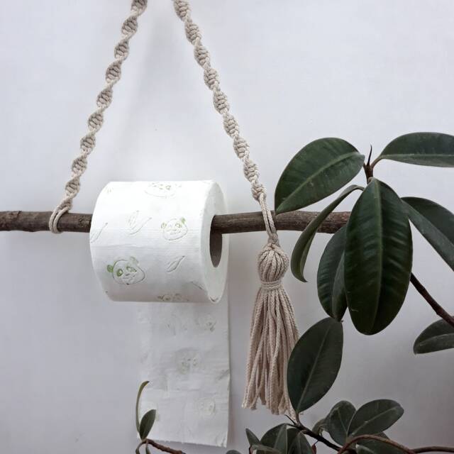 Macrame Roll Holder Paper Towel Rope Toilet Paper/Double Tp Hanger Bohemian Home Decor Boho Bathroom Accessories Rustic Wall - image 1