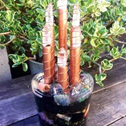 Magnificent Twist Orgone Cloud Buster - Crystal & Gem Energy Art Sculpture - Double Window - thumbnail 2