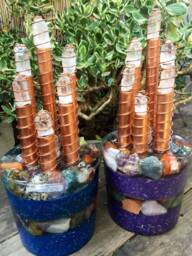 Magnificent Twist Orgone Cloud Buster - Crystal & Gem Energy Art Sculpture - Double Window