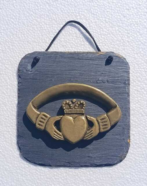 Claddagh Ring Slate Wall Hanging Plaque, Handmade Iconic Irish Design - image 1