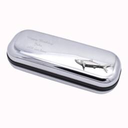 Mako Shark Design Personalised Engraved Chromed Pen Case Box - thumbnail 2