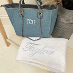 Personalized Embroidered Beach Towel, Custom Name Gift - thumbnail 2