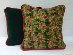 Christmas Plaid, Velvet Pillow, Hunter Green Velvet, Luxury With Red Trim, 18 X Inches, Holiday Design, Toss Pillow - thumbnail 1