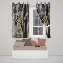 Masked Cameraman Yellow Grey Urban Collage Contemporary Artwork For Bedroom Decor Readymade Eyelet Ring Top Thermal 100% Blackout Curtains - thumbnail 2