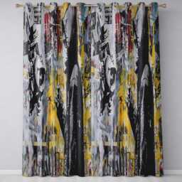 Masked Cameraman Yellow Grey Urban Collage Contemporary Artwork For Bedroom Decor Readymade Eyelet Ring Top Thermal 100% Blackout Curtains - thumbnail 3