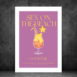 On The Beach Cocktail Art Print Poster - Party Signature Drink Sign Trendy Wall Decor Minimalist Elegant Retro Gift A5 A4 A3 - thumbnail 3