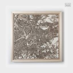 Taipei Wooden Map - Laser Cut City Streets, Framed 3D Wall Art - thumbnail 1