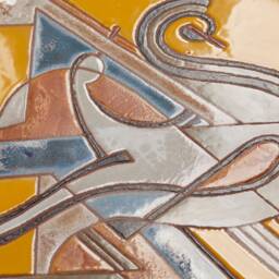 Handmade Greek Pottery Plate Abstract Two Birds Ceramic Wall Art - thumbnail 2