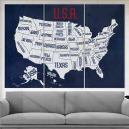Vintage Style Map Of The Usa Canvas Art, United States Print, Wall Push Pin Travel Map, Traveler Gift - thumbnail 3