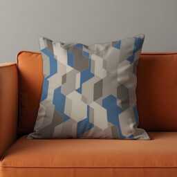 Grey Blue Geometric Cushion Cover, Modern Abstract Pillow Case, Contemporary Sofa Throw Pillowcase - thumbnail 4