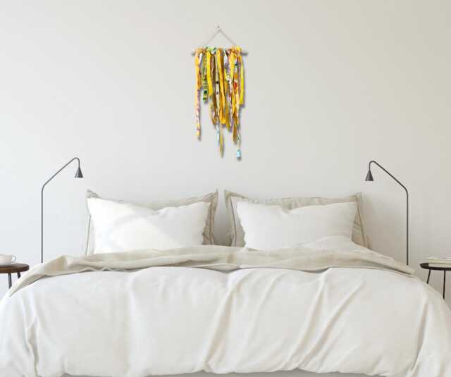 Fabric Scraps Wall Hanging Yellow - image 1
