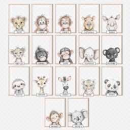 Safari Nursery Wall Prints, Decor, Boho Set Of 3 Beige Art, Neutral Art - thumbnail 2