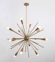 Mid-Century Sputnik Chandelier - Raw Brass, Murano Glass Globe - thumbnail 1