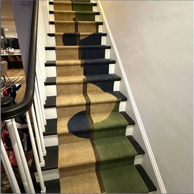 Large Stair Runner Green/Brown Rug Kilim Cotton Christmas Gift Dining Room Hand Block Print Area - image 1