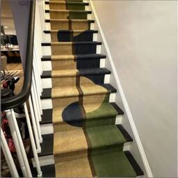 Large Stair Runner Green/Brown Rug Kilim Cotton Christmas Gift Dining Room Hand Block Print Area - thumbnail 1