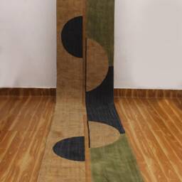 Large Stair Runner Green/Brown Rug Kilim Cotton Christmas Gift Dining Room Hand Block Print Area - thumbnail 3