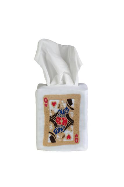 Hand Embroidered Queen Of Hearts Tissue Box Cover - image 1
