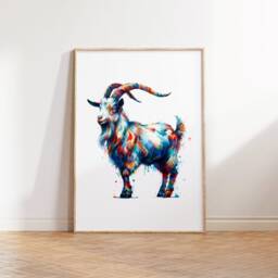 Colourful Goat Poster Set - 3 Prints - Watercolour Print Paintings Watercolor Goats Gifts Artwork Decor Animal Wall Art - thumbnail 2