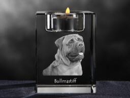 Bullmastiff, Crystal Candlestick With Dog, Souvenir, Decoration, Limited Edition, Collection