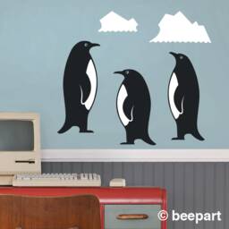Penguin Wall Decal - Penguin Family, Animal Art, Cute Decor, Gift For Lover, Vinyl Decal, Nursery Decor - thumbnail 1