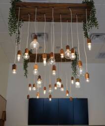 Modern Wood Chandelier 14 Pendant Lights Urban Loft Restaurant Commercial Lighting Natural Custom Handmade Design
