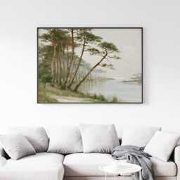 Pine River Poster, Forest Landscape Print, Nature Wall Art, Paper - thumbnail 3