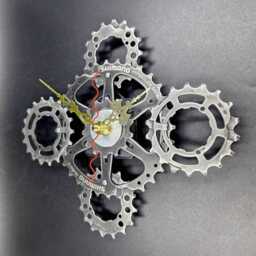 Recycled Bike Part Clock Steampunk Bicycle Gear Wall Art - thumbnail 2