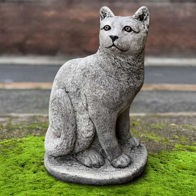 Concrete Sitting Cat Statue Stone Kitten Figurine Cement Kitty Sculpture Outdoor Pet Ornament Garden & Home Decoration Memorial Art - image 1
