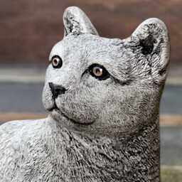 Concrete Sitting Cat Statue Stone Kitten Figurine Cement Kitty Sculpture Outdoor Pet Ornament Garden & Home Decoration Memorial Art - thumbnail 2
