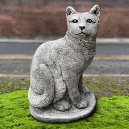 Concrete Sitting Cat Statue Stone Kitten Figurine Cement Kitty Sculpture Outdoor Pet Ornament Garden & Home Decoration Memorial Art - thumbnail 4