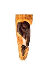 "Hand Carved Elephant, Wooden Elephant Statue, Wood Carving Driftwood Home Decor, Wall Hanging 25""x8" - thumbnail 1