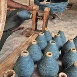 Teal Blue Wool Throw Blanket, Handmade Indian Coverlet For Sofa, Couch, Bed Runner & Boho Home Decor - Lapis - thumbnail 4