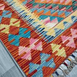 Kilim Rug Classic, Handmade Artisan Afghan Turkish Scandinavian Navajo Bohemian Wool Flatweave Multicolour 117x88 cm - thumbnail 3