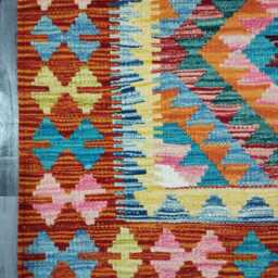 Kilim Rug Classic, Handmade Artisan Afghan Turkish Scandinavian Navajo Bohemian Wool Flatweave Multicolour 117x88 cm - thumbnail 2