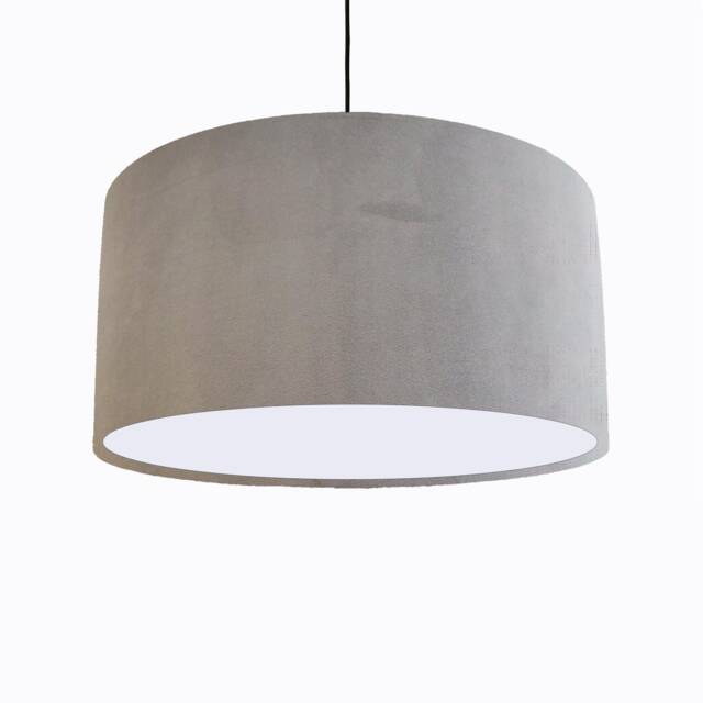 Light Grey Lampshade in Velvet With White Lining - image 1