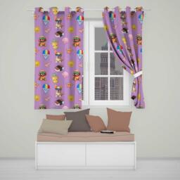 Cute Summer Dog Purple Background Ice Cream Starfish Seamless Pattern Readymade Eyelet Ring Top Thermal 100% Blackout Curtains
