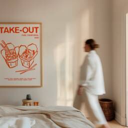 Retro Take-Out Print, Foodie Poster, Food Kitchen Wall Art, Decor, Aesthetic Apartment Unframed - thumbnail 2