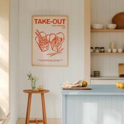 Retro Take-Out Print, Foodie Poster, Food Kitchen Wall Art, Decor, Aesthetic Apartment Unframed - thumbnail 3
