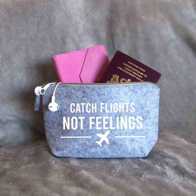 Catch Flights Not Feelings Travel Pouch Bag, Travel Accessories, Gift, Storage, Passport Holder - image 1