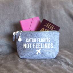 Catch Flights Not Feelings Travel Pouch Bag, Travel Accessories, Gift, Storage, Passport Holder - thumbnail 1