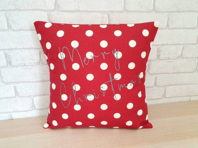 Merry Christmas Cushion~Polka Dot Festive Pillow~xmas Throw Pillow~Happy Christmas~Christmas Decor~Christmas Decorations~Cushions UK - image 1