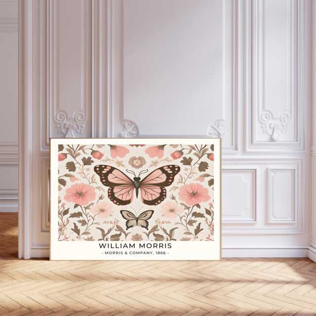 William Morris Art Print, Butterfly Flower Botanical Print, Wall Art - image 1
