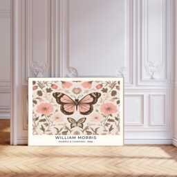 William Morris Art Print, Butterfly Flower Botanical Print, Wall Art - thumbnail 1