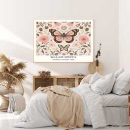 William Morris Art Print, Butterfly Flower Botanical Print, Wall Art - thumbnail 2