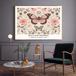 William Morris Art Print, Butterfly Flower Botanical Print, Wall Art - thumbnail 3
