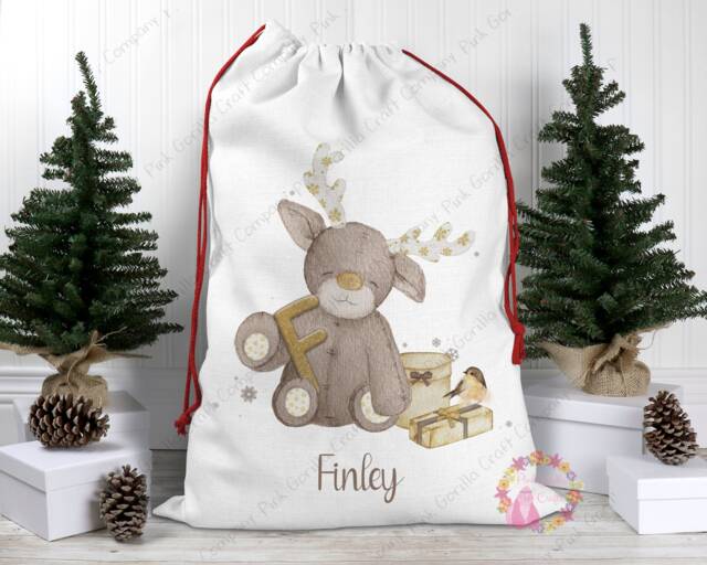Christmas Sack, Santa Xmas Decoration, Personalised Gift, Bag, Custom - image 1