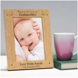 Godparents Thank You Gift, Christening Photo Frame Gift For Godmother Godfather, 4x6 5x7 Frame, Keepsake Girls Boys - thumbnail 1