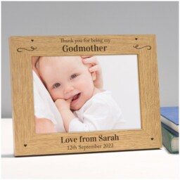 Godparents Thank You Gift, Christening Photo Frame Gift For Godmother Godfather, 4x6 5x7 Frame, Keepsake Girls Boys - thumbnail 2